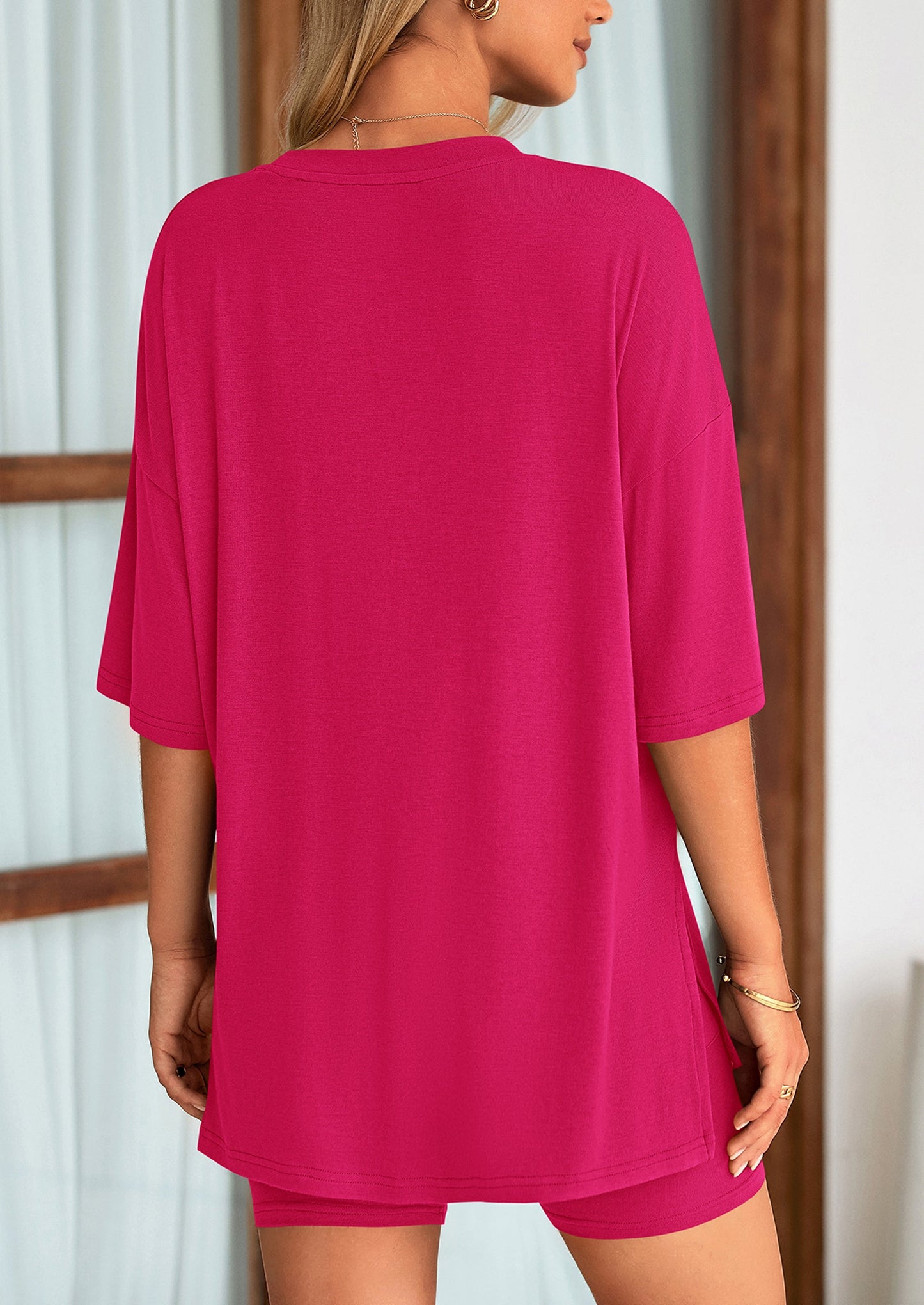Two Piece Set Of O Neck Top And Casual Shorts