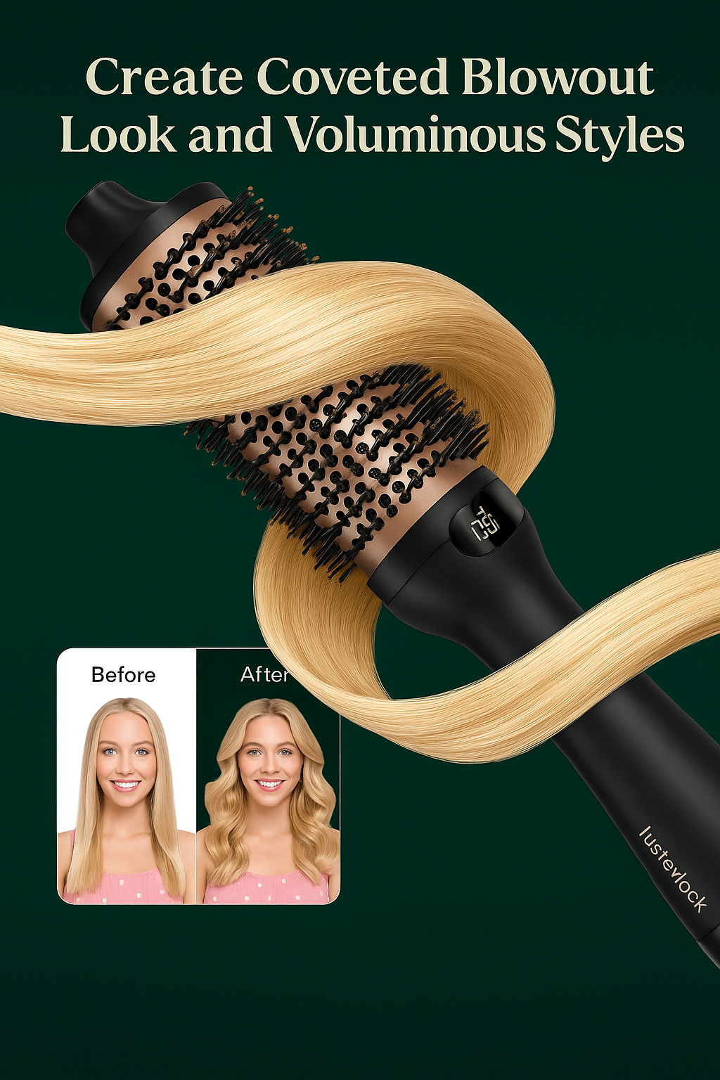 LUSTERLOCK Ionic Hot Air Brush – 3-in-1