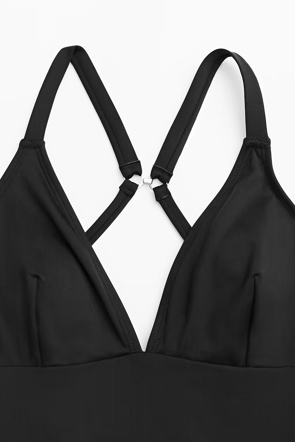 Sculpt Me – Black Plunging One-Piece with Lace-Up Back