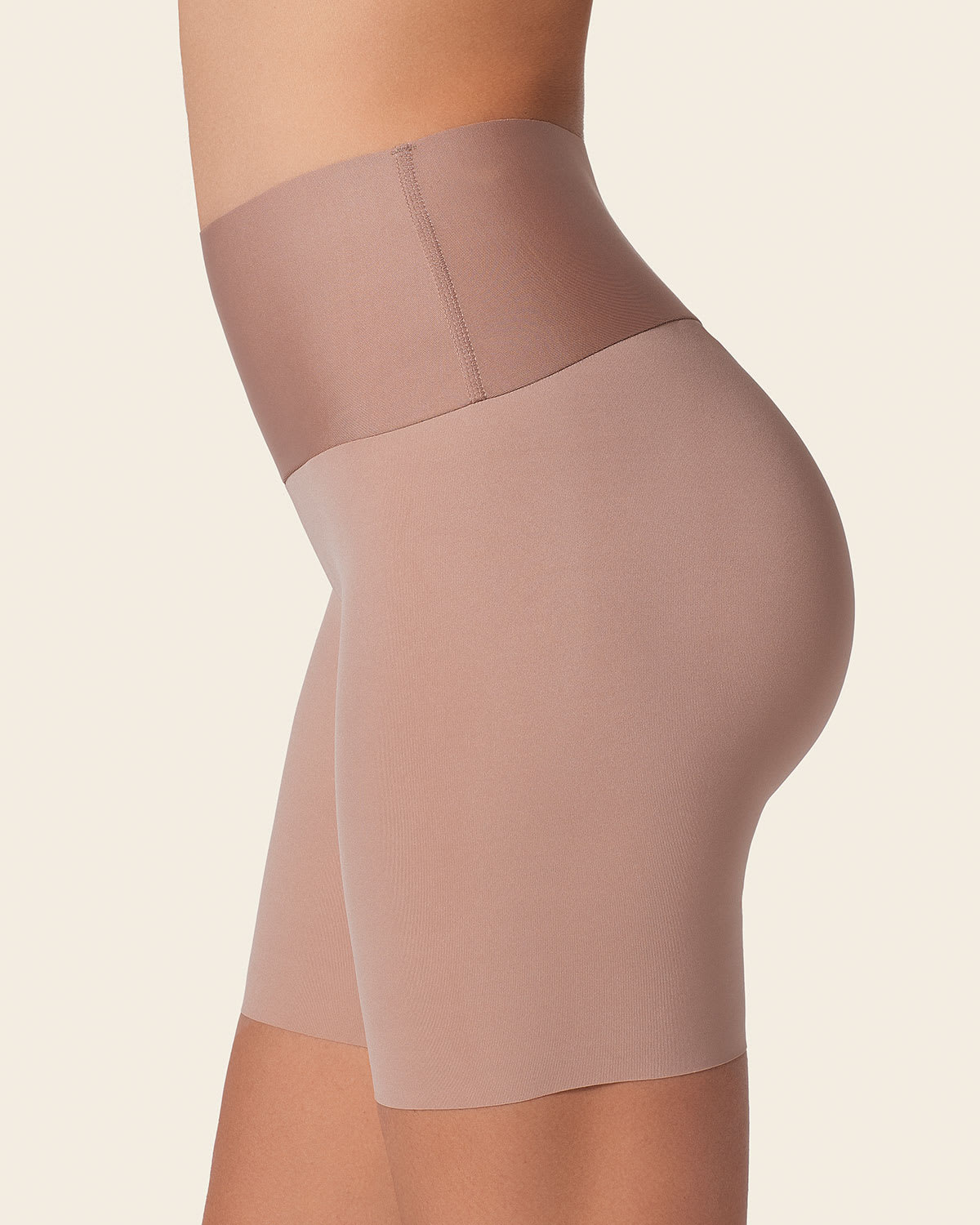 Stay-in-place seamless slip short#color_857-brown