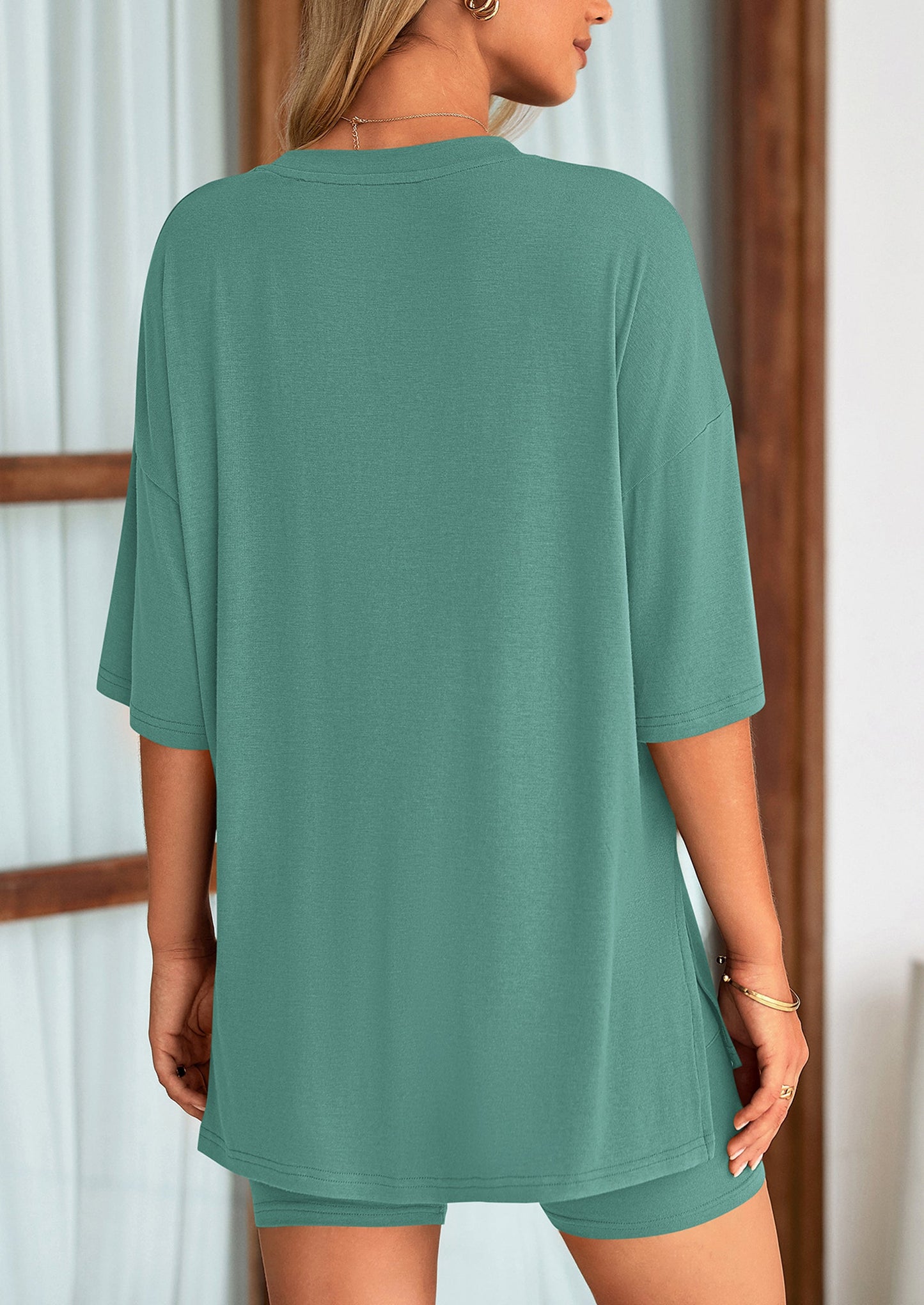 Two Piece Set Of O Neck Top And Casual Shorts