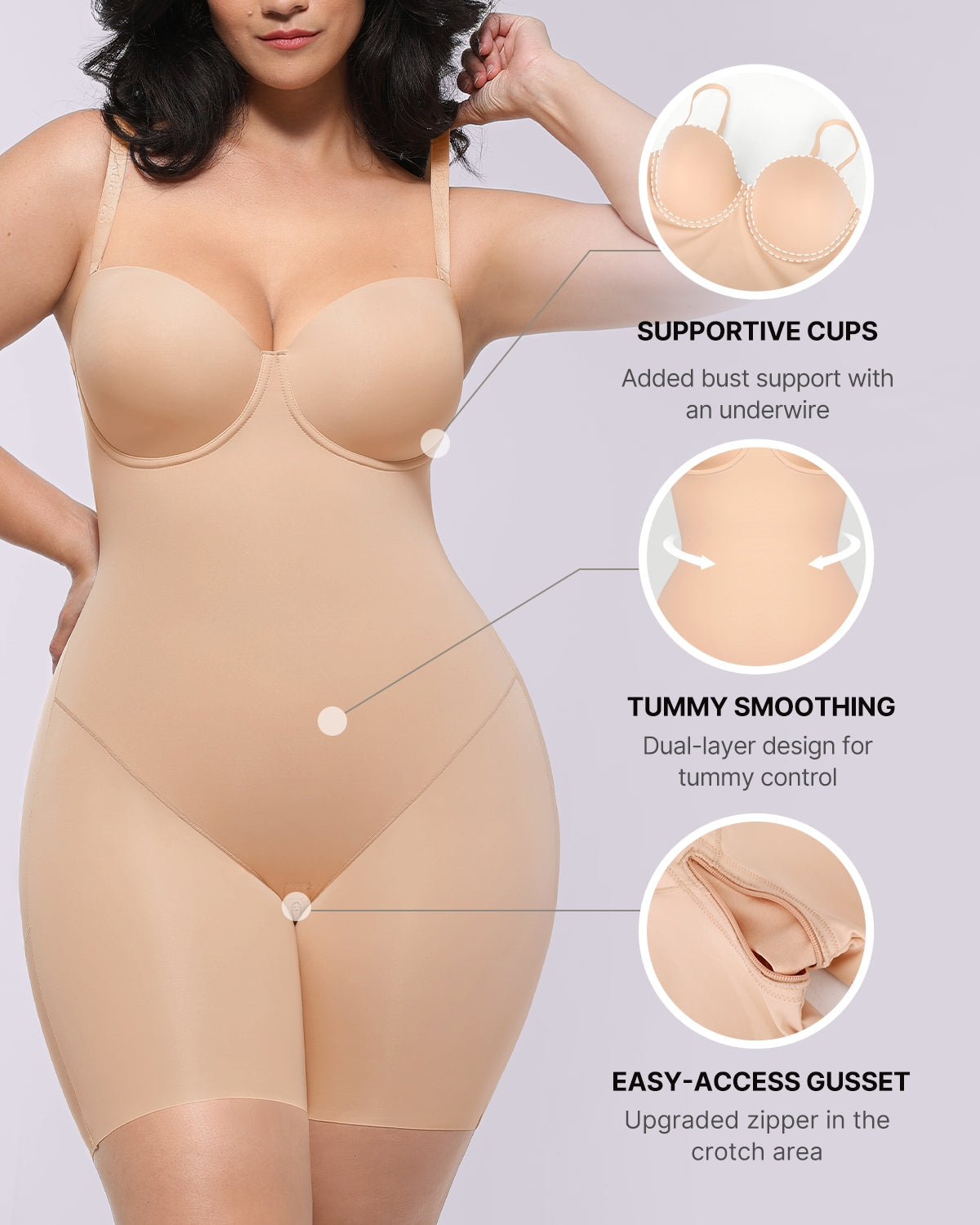 Bare Essentials™ AirSlim® Strapless Mid Thigh Bodysuit