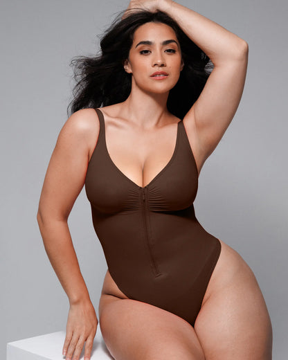 Bare Essentials™ Skin Flow™ Zipper Front Thong Bodysuit