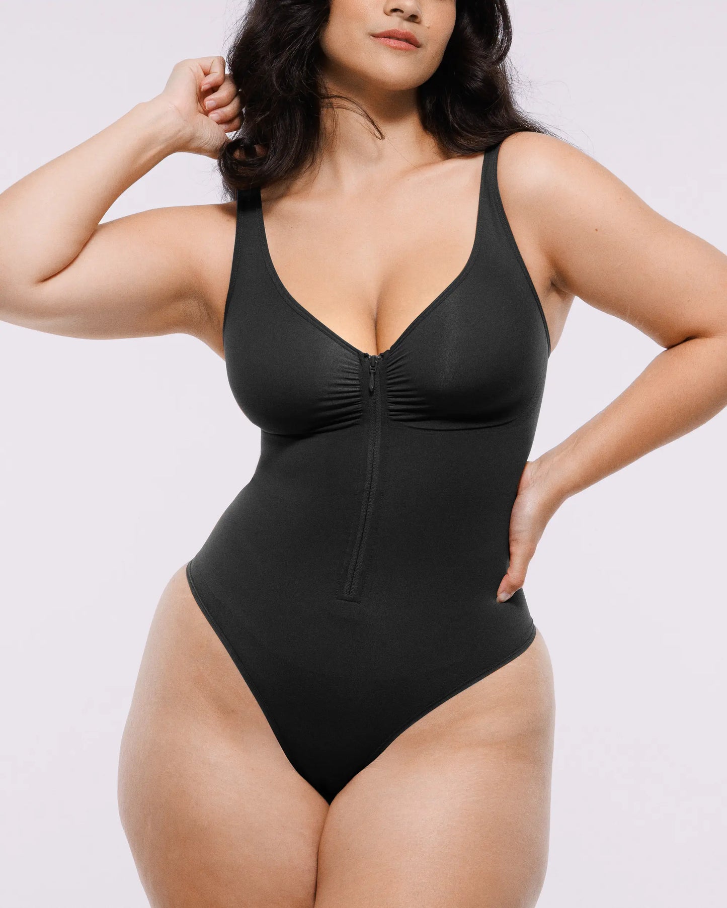 Bare Essentials™ Skin Flow™ Zipper Front Thong Bodysuit