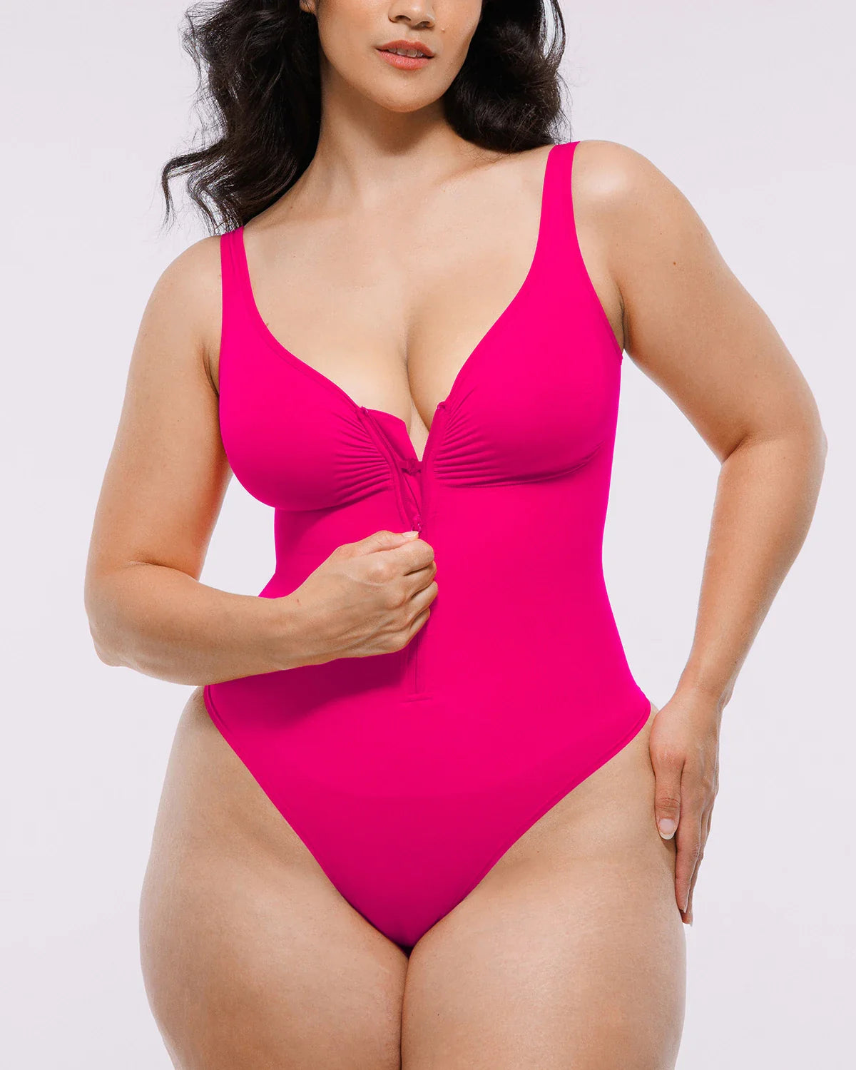Bare Essentials™ Skin Flow™ Zipper Front Thong Bodysuit