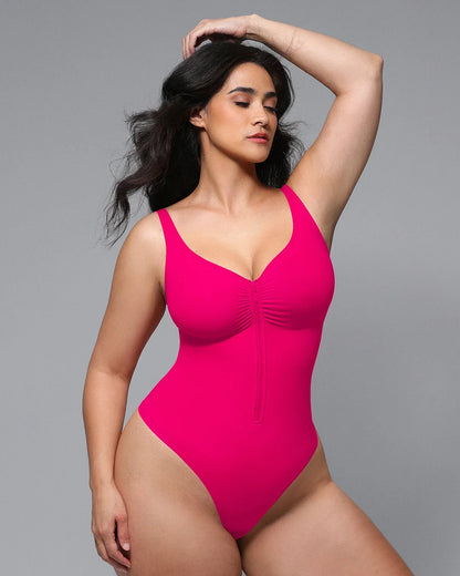 Bare Essentials™ Skin Flow™ Zipper Front Thong Bodysuit