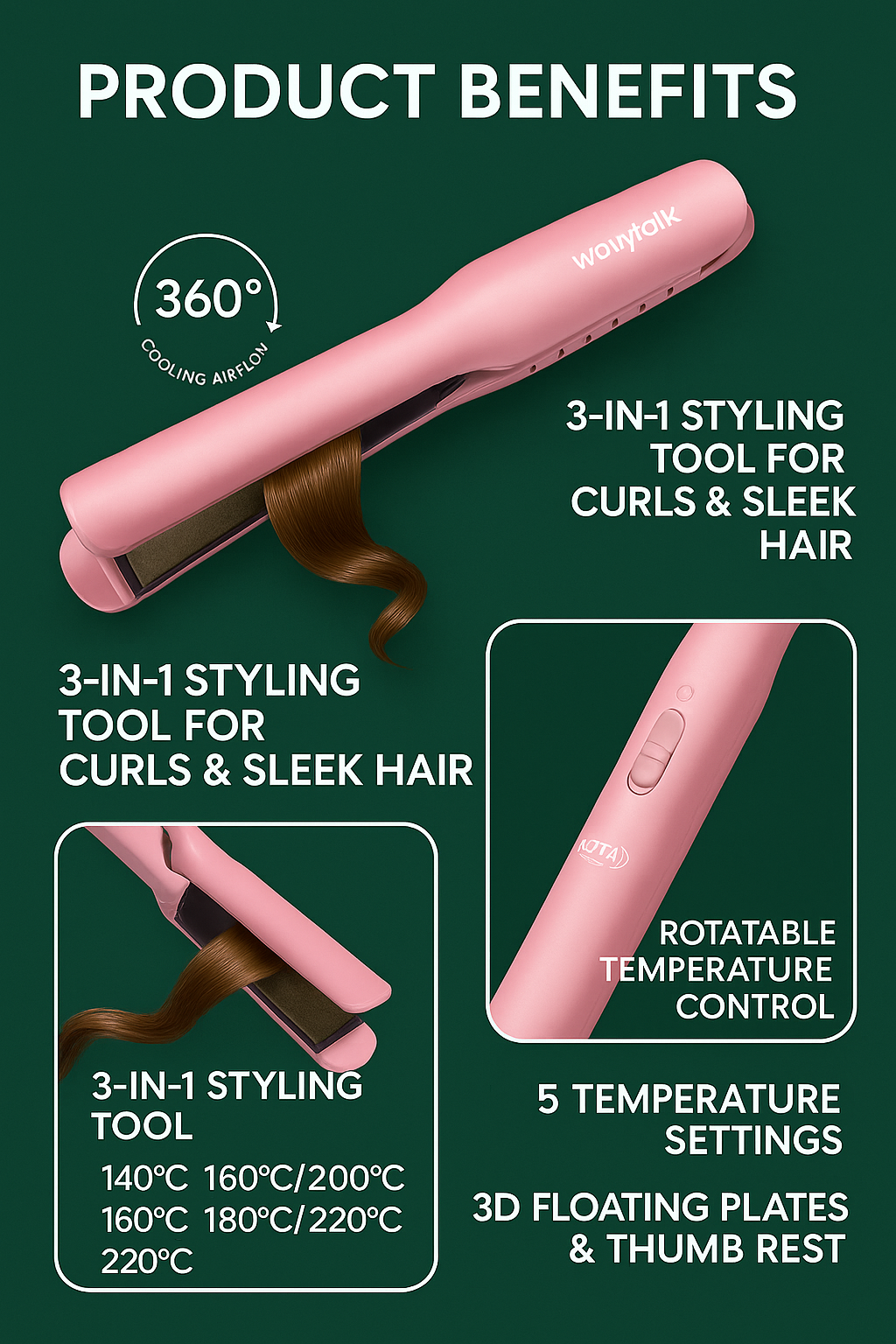 Wavytalk™ 2-in-1 Airflow Styler – Curl, Wave & Straighten
