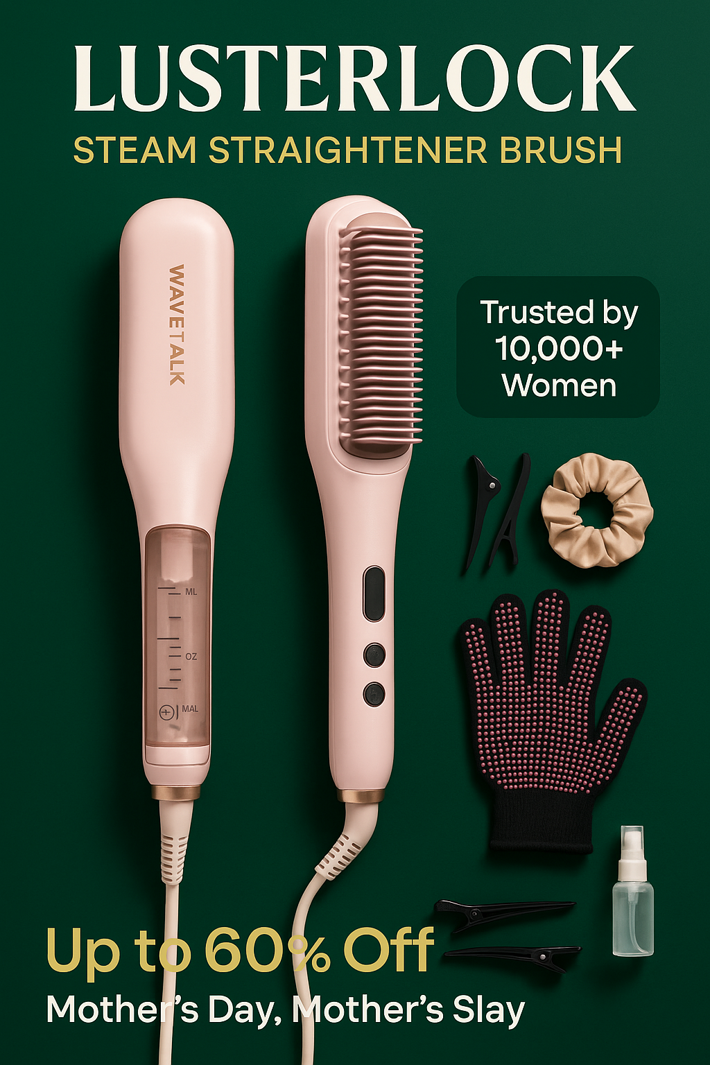 Lusterlock™ 3-in-1 Steam Straightening Brush